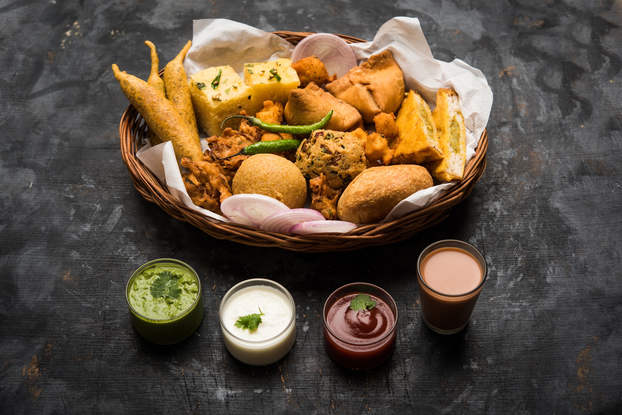 Indian Tea time snacks in group