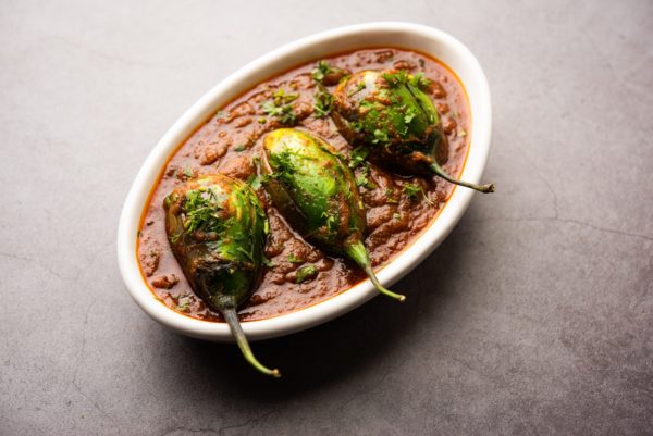 South Indian Brinjal curry also known as brinjal masala, baigan or baingan Sabzi in gravy